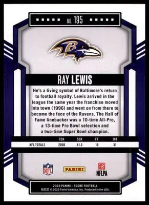 2023 Score Base Ray Lewis Baltimore Ravens 195 - Football Card Single