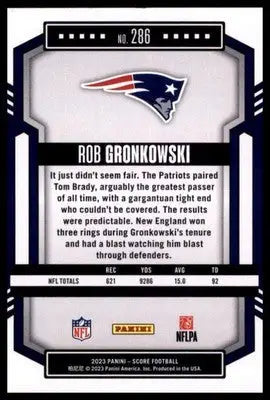 2023 Score Base Rob Gronkowski New England Patriots 286 - Football Card Single