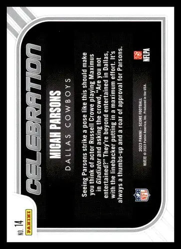 2023 Score Celebration #14 Micah Parsons NM Near Mint Cowboys ID:64943 - Football Card Single