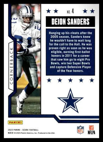 2023 Score First Ballot #4 Deion Sanders NM Near Mint Cowboys ID:64950 - Football Card Single