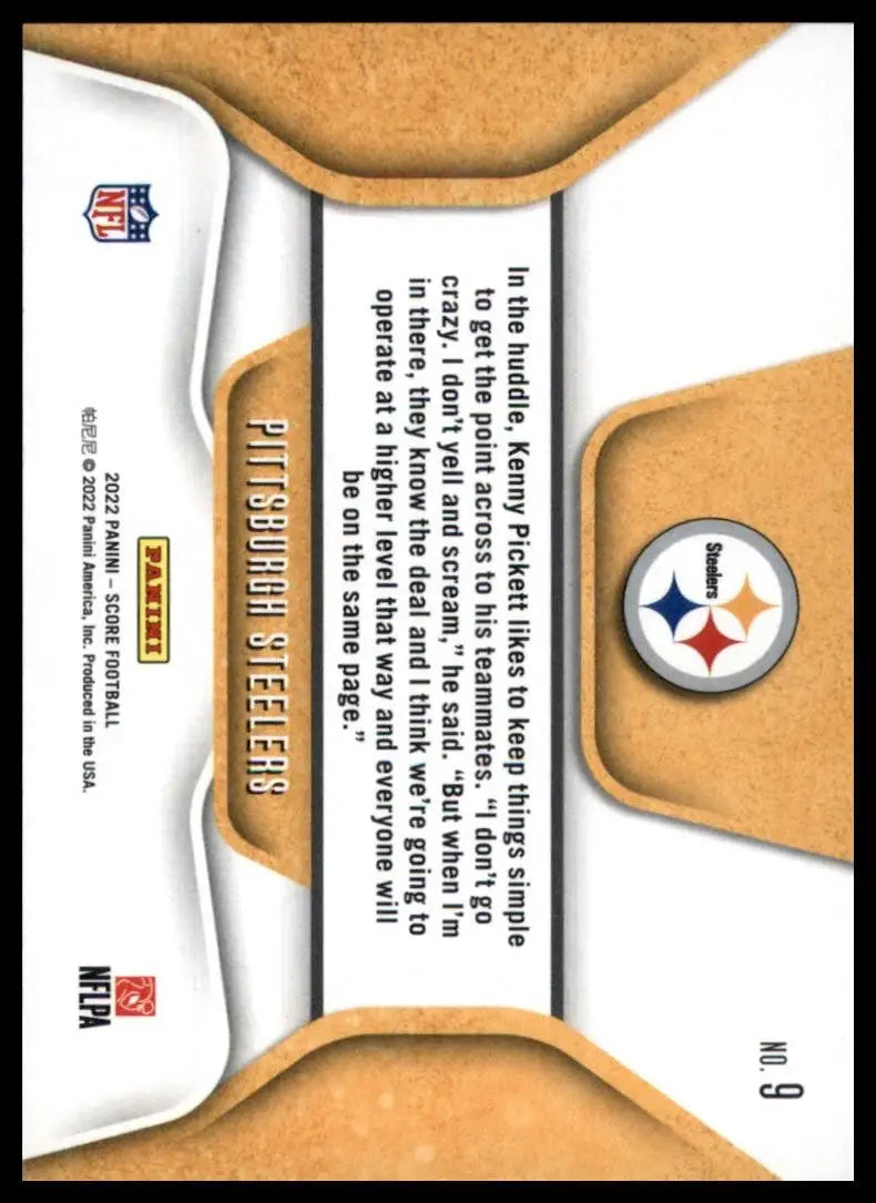 2023 Score Huddle Up #9 Pitssburgh Steelers Football Card NFL Sports - Football Card Single