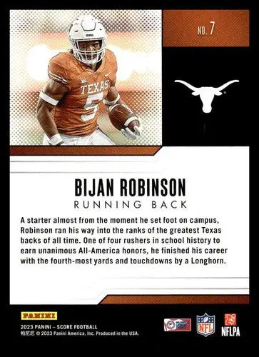 2023 Score Protential #7 Bijan Robinson NM Near Mint ID:64952 - Football Card Single