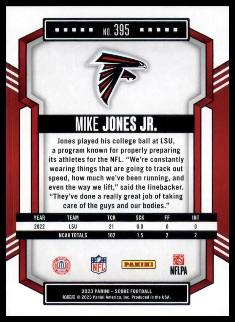 2023 Score Rookie Mike Jones Jr #395 Atlanta Falcons Football Card NFL Sports