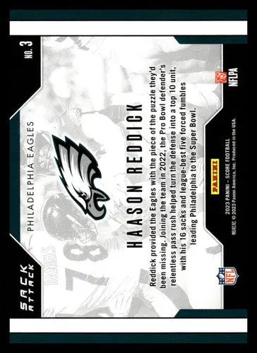 2023 Score Sack Attack #3 Haason Reddick NM Near Mint Eagles ID:64948 - Football Card Single