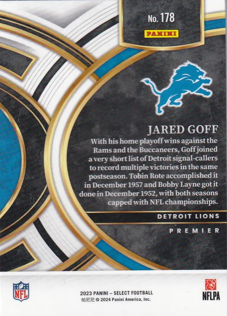 2023 SELECT #178 JARED GOFF- DETROIT LIONS