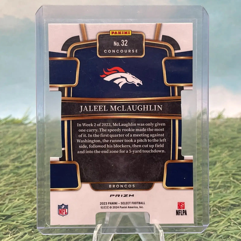 2023 Select #32- Jaleel McLaughlin -Red Silver & Blue Die Cut Concourse (RC) - Football Card Single
