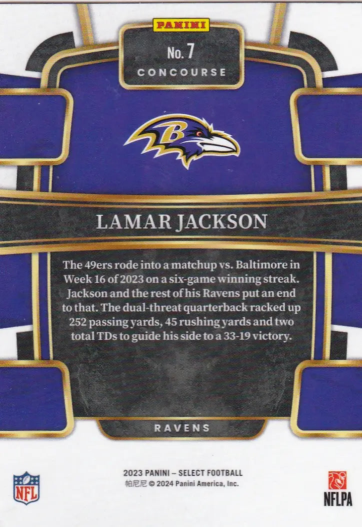 2023 SELECT #7 LAMAR JACKSON- BALTIMORE RAVENS