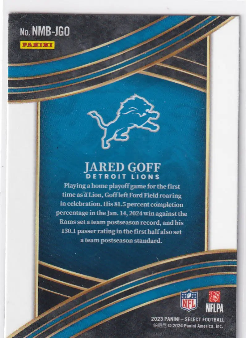 2023 SELECT #NMB-JGO JARED GOFF NUMBERS- DETROIT LIONS