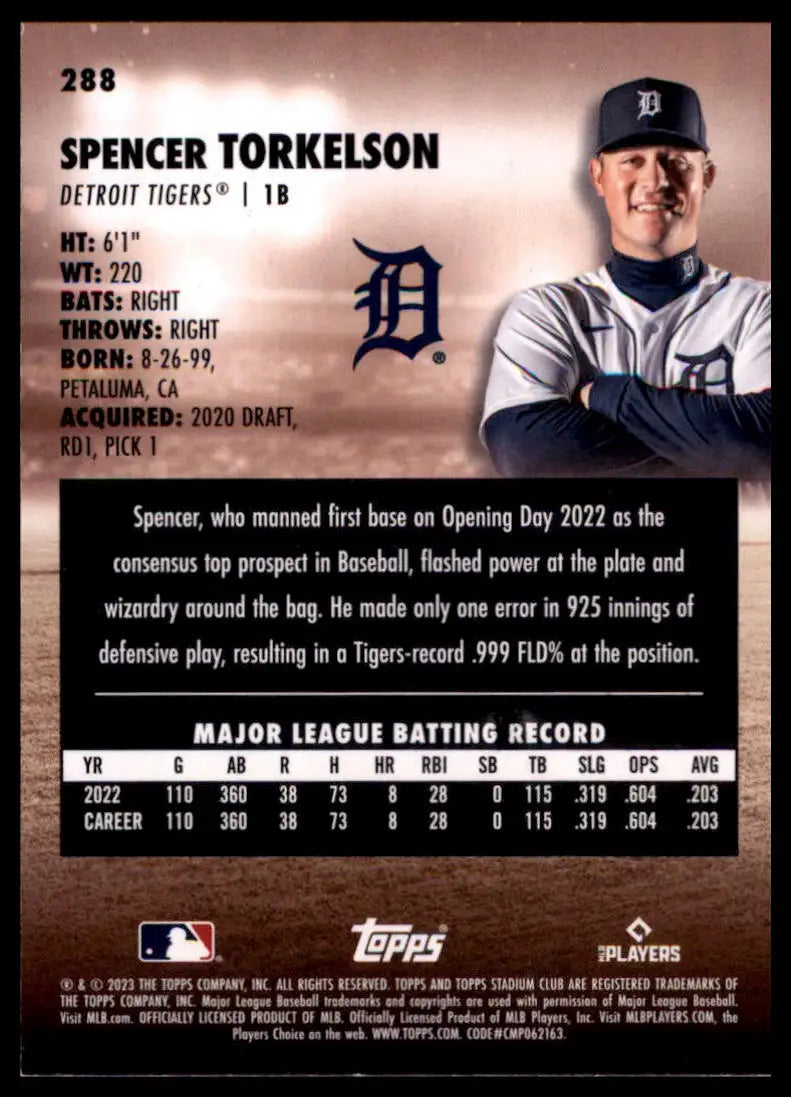 2023 Stadium Club - Red Foil Spencer Torkelson 288 Detroit Tigers NM - Baseball Card Single