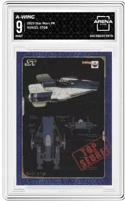 Star Wars Arena Club graded A-Wing trading card from 2023 Wars PR A-Wing series