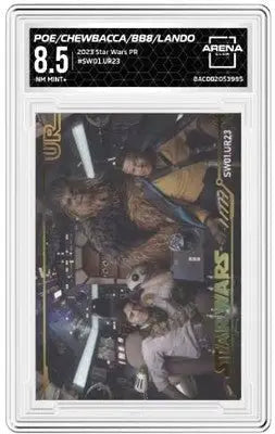 Star Wars trading card featuring Poe Chewbacca Lando BB-8 from Arena Club 2023