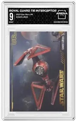 Graded collectible Star Wars UR20 Royal Guard TIE Interceptor card from Arena Club
