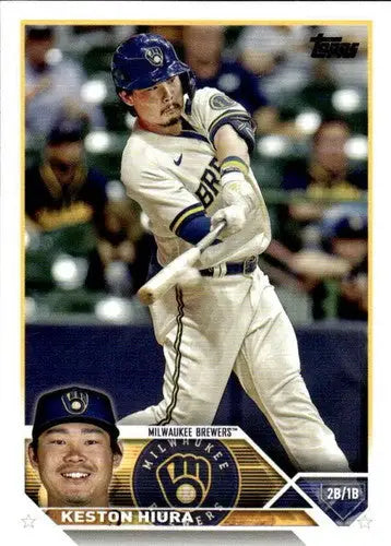 Keston Hiura baseball card with original gloss in 2023 Topps #104 Keston Hiura NM-MT