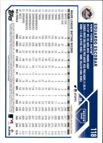 2023 Topps #118 Eduardo Escobar NM-MT Mets ID:49820 - Baseball Card Single