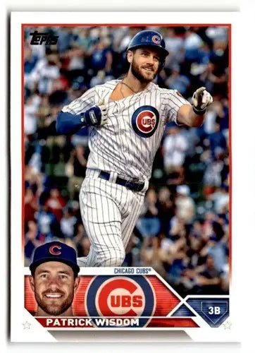 Original gloss Patrick Wisdom baseball card from 2023 Topps #120 featuring Simply Sandoval