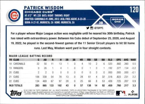 2023 Topps #120 Patrick Wisdom NM-MT Cubs ID:56982 - Baseball Card Single