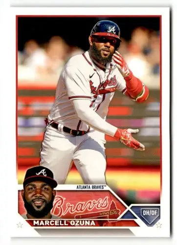 2023 Topps Marcell Ozuna baseball card with original gloss, featuring Marcell Ozuna and simply Sandoval