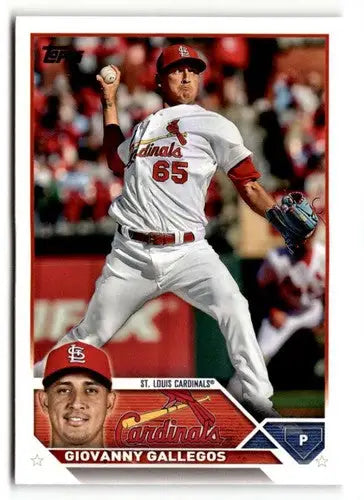 Original gloss Giovanny Gallegos baseball card from 2023 Topps #13 featuring Simply Sandoval