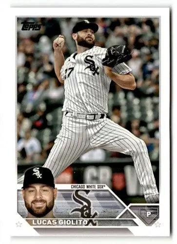 2023 Topps Lucas Giolito baseball card with original gloss displayed in Simply Sandoval store