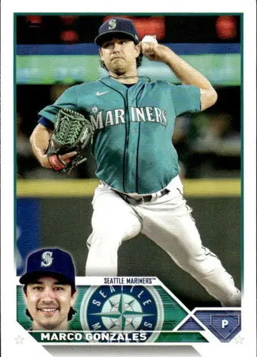 Original gloss Marco Gonzales baseball card 2023 Topps NM-MT Mariners ID 49692