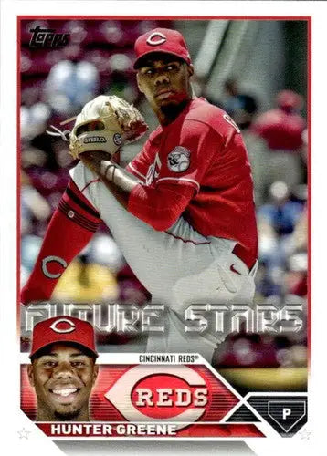 Hunter Greene baseball card with original gloss from 2023 Topps Reds collection