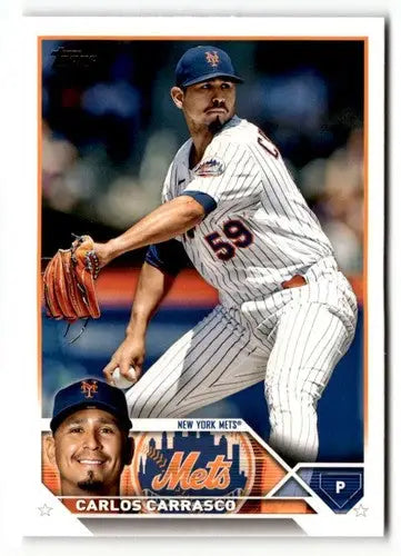 Original gloss of Carlos Carrasco baseball card from 2023 Topps #161 Simply Sandoval