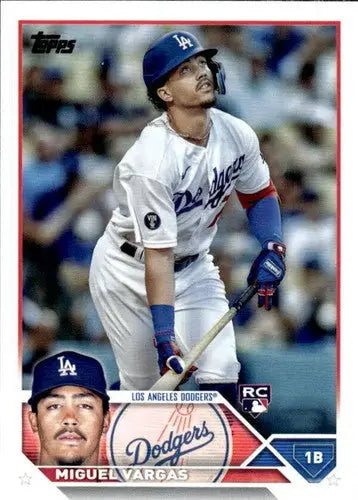 Miguel Vargas rookie Dodgers baseball card with original gloss from 2023 Topps series