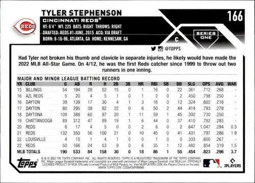 2023 Topps #166 Tyler Stephenson NM-MT Reds ID:56936 - Baseball Card Single