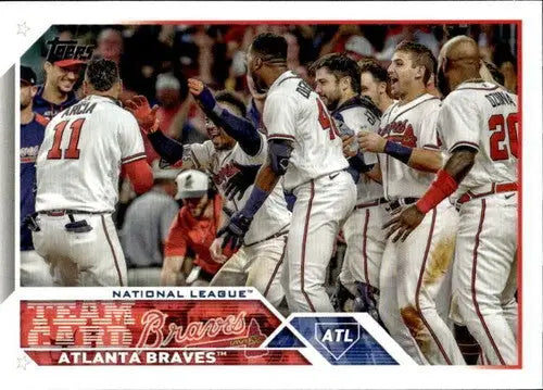 Original gloss Atlanta Braves baseball card from 2023 Topps #168 Atlanta Braves NM-MT