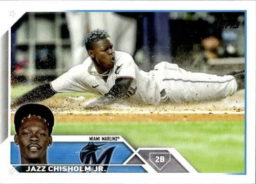2023 Topps Jazz Chisholm Jr. baseball card featuring original gloss and Marlins design