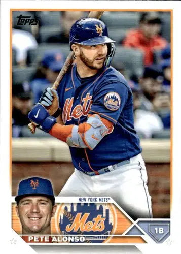Original gloss Pete Alonso baseball card 2023 Topps NM-MT Mets ID 56916