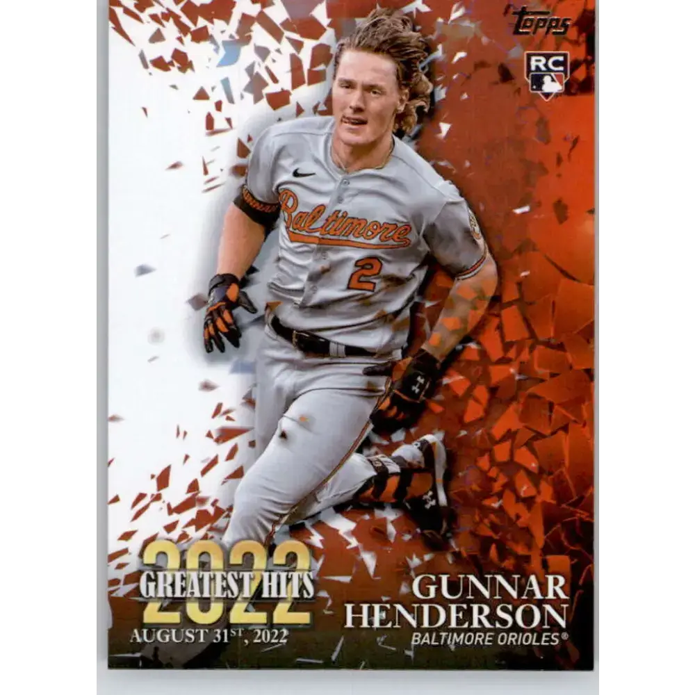 2023 Topps 2022 Greatest Hits #22GH-13 Gunnar Henderson NM-MT Baltimore Orioles Baseball Card - Baseball Card Single