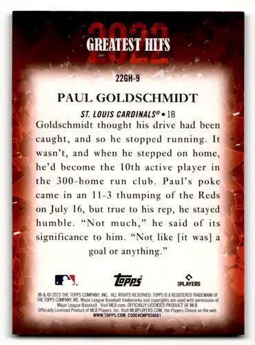 2023 Topps 2022 Greatest Hits Blue #22GH-9 Paul Goldschmidt NM-MT Cardi ID:57965 - Baseball Card Single