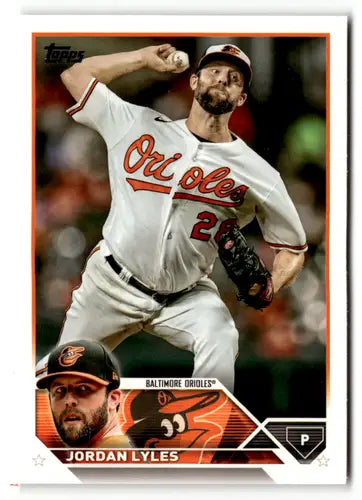 Original gloss baseball trading card of Jordan Lyles Orioles 2023 Topps #212
