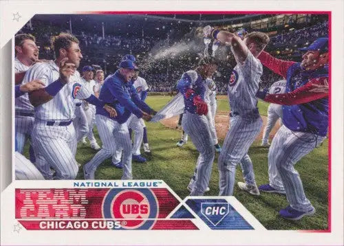 Chicago Cubs baseball card with original gloss from 2023 Topps #220 Chicago Cubs NM-MT