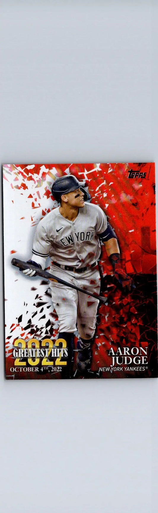 Baseball card of Aaron Judge’s 2022 Greatest Hits from 2023 Topps series