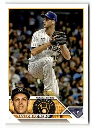 2023 Topps Taylor Rogers baseball card with original gloss featuring Simply Sandoval ID 50697