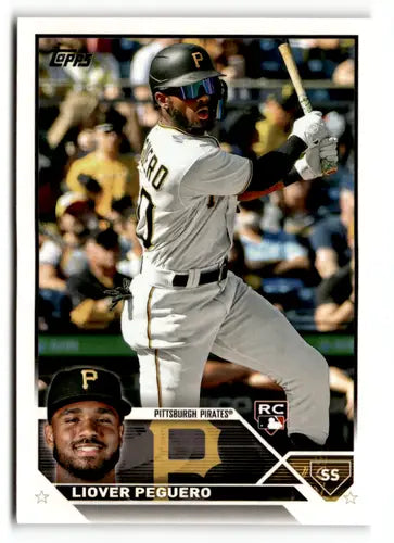 2023 Topps Liover Peguero baseball card with original gloss Pirates rookie Simply Sandoval