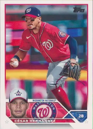 Original gloss Cesar Hernandez NM-MT baseball card from 2023 Topps #244 Nationals
