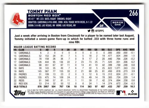 2023 Topps #266 Tommy Pham NM-MT Red Sox ID:49524 - Baseball Card Single