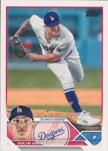Baseball card featuring Julio Urias with original gloss from 2023 Topps #280 NM-MT