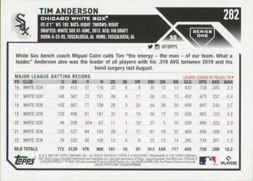 2023 Topps Tim Anderson baseball card with original gloss in NM-MT condition