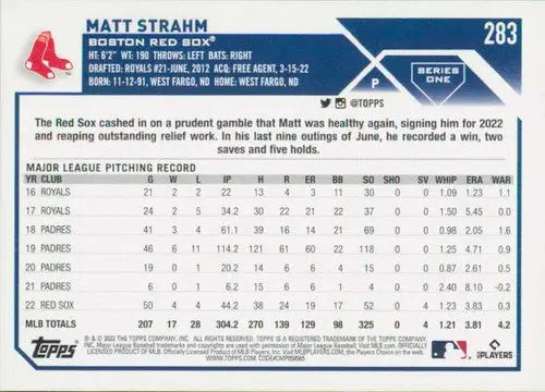 Original gloss 2023 Topps Matt Strahm NM-MT baseball card Red Sox ID 54051