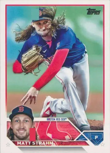 Original gloss 2023 Topps Matt Strahm baseball card NM-MT Red Sox ID 58941