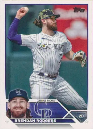 Original gloss Brendan Rodgers baseball card 2023 Topps NM-MT Rockies ID 58146