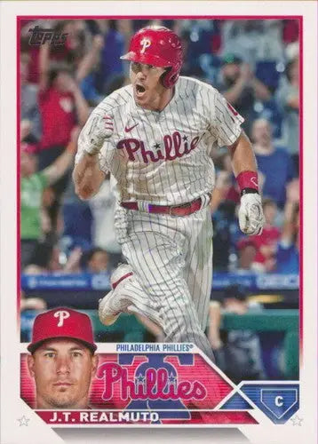 2023 Topps J.T. Realmuto baseball card with original gloss, realmuto nm-mt, simply sandoval