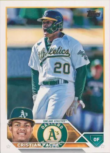 Cristian Pache baseball card with original gloss from 2023 Topps #296 Athletics