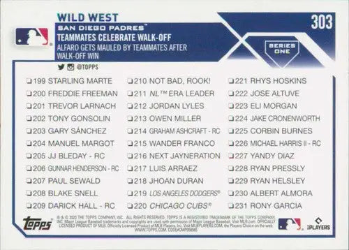 Back of 2023 Topps Jorge Alfaro baseball card with player info and original gloss