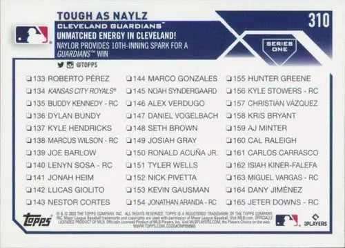 2023 Topps #310 Josh Naylor NM-MT Guardians ID:58981 - Baseball Card Single