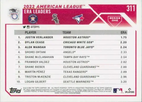 2023 Topps #311 Alek Manoah/Justin Verlander/Dylan Cease NM-MT ID:58658 - Baseball Card Single